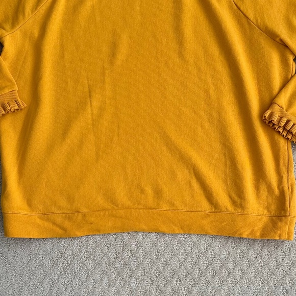 Talbots Plus Ruffle Trim Raglan Cotton Sweatshirt Yellow 2X Fall Feminine Cozy - Picture 5 of 12
